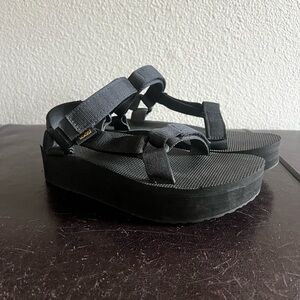 Teva Black Women's Platform Sandals with Adjustable Straps